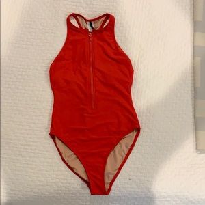 Red Jcrew High Neck Swimsuit